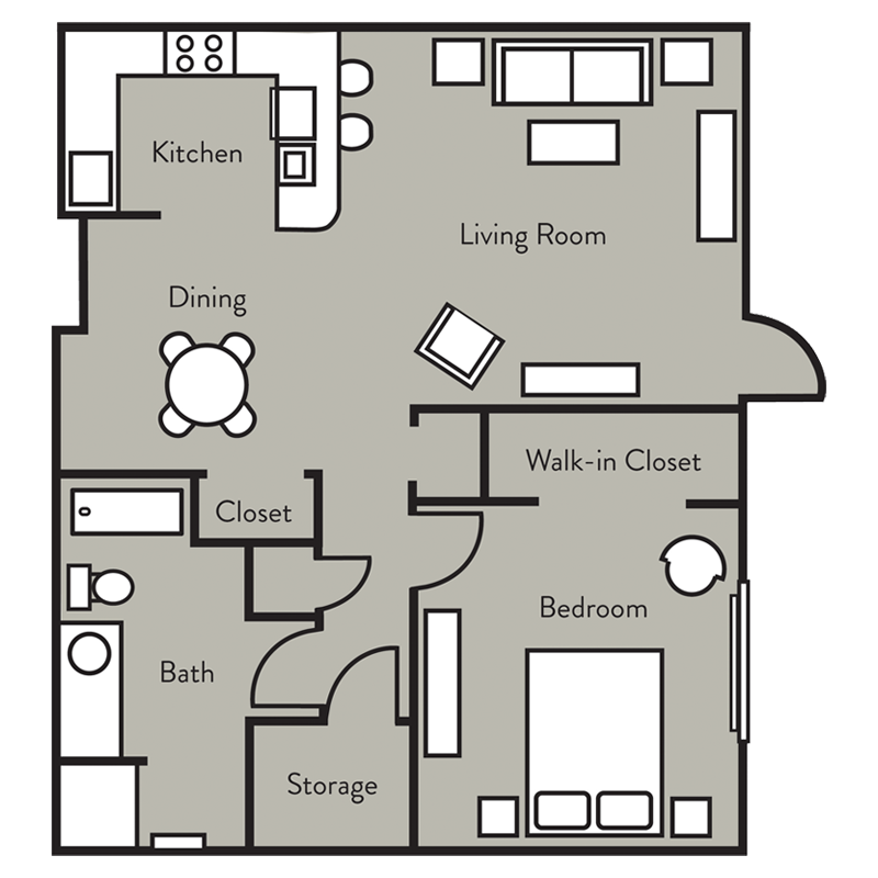 Senior Living Deluxe One Bedroom Apartment Unit