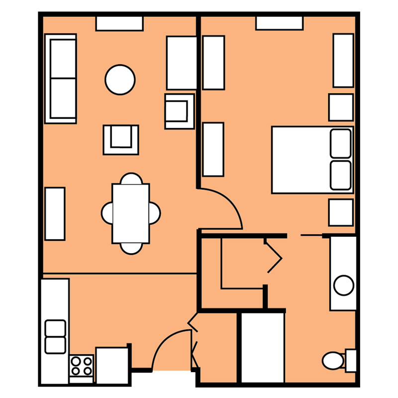 Senior Living One Bedroom Deluxe Apartment Unit